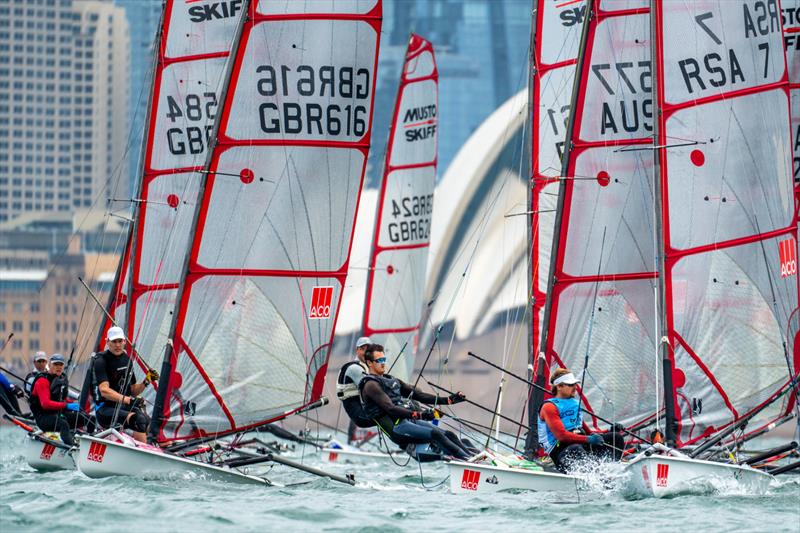 Racing at the Musto Skiff Worlds in Sydney photo copyright Down Under Sail taken at Woollahra Sailing Club and featuring the Musto Skiff class