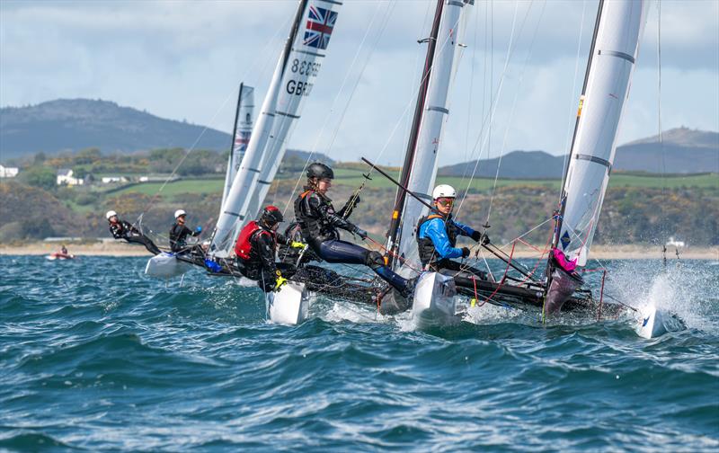 2025 RYA Youth National Championships photo copyright RYA / PKC Media taken at Plas Heli Welsh National Sailing Academy and featuring the Nacra 15 class