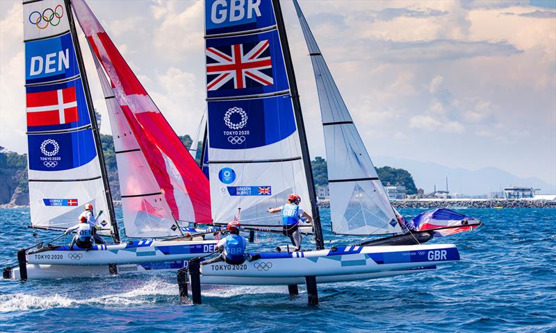 John Gimson and Anna Burnet (GBR) in the Nacra 17 class on day 8 of the Tokyo 2020 Olympic Sailing Competition - photo © Sailing Energy / World Sailing