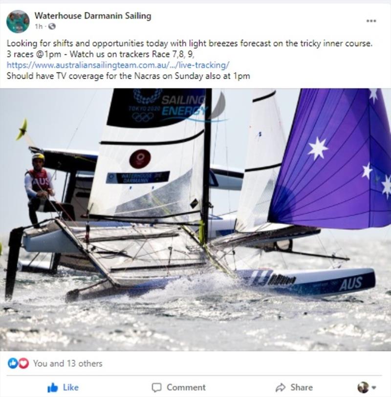 Waterhouse Darmanin Sailing FB post photo copyright Sailing Energy / World Sailing taken at  and featuring the Nacra 17 class