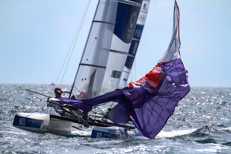 Erica Dawson and Micah Wilkinson (NZL) - Nacra 17 - Tokyo2020 - Day 8- August 1, - Enoshima, Japan photo copyright Richard Gladwell / Sail-World.com / nz taken at  and featuring the Nacra 17 class