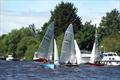 Close race for the lead of race 1 before a capsize changed that - N12 Naburn Paddle event at Yorkshire Ouse &copy; Alison Hampshire
