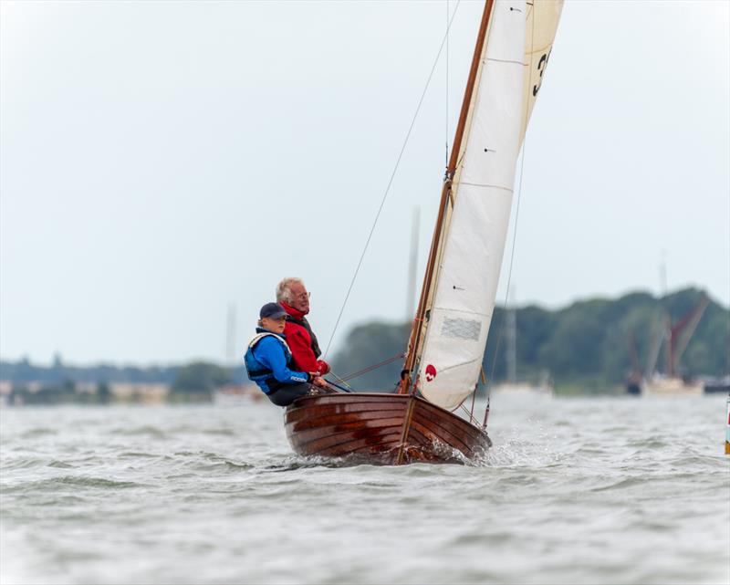 The delights of sailing a 88 year old boat; Nigel Waller and Oscar Patten going well - N12 90th Anniversary at Royal Harwich YC - photo © Pavel Kricka