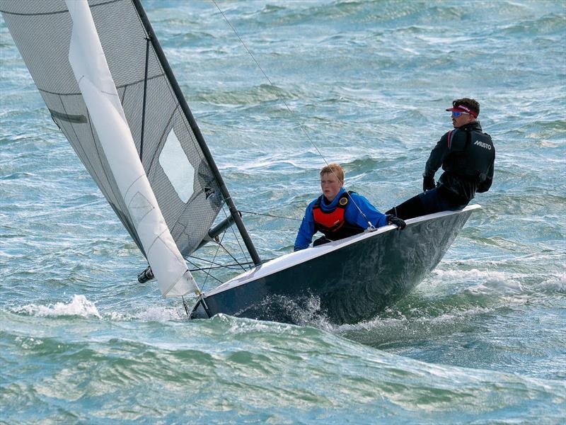 Trystan Leonard and Joe Griffiths getting to terms with their brand new boat on day 3 of National 12 Burton Week at Shoreham - photo © Margaret Purkis