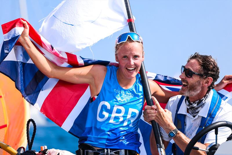 Bronze for Emma Wilson (GBR) in the Women's Windsurfer at the Tokyo 2020 Olympic Sailing Competition - photo © Sailing Energy / World Sailing