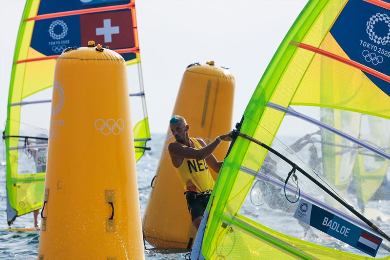Gold for Kiran Badloe (NED) in the Men's Windsurfer at the Tokyo 2020 Olympic Sailing Competition photo copyright Sailing Energy / World Sailing taken at  and featuring the RS:X class