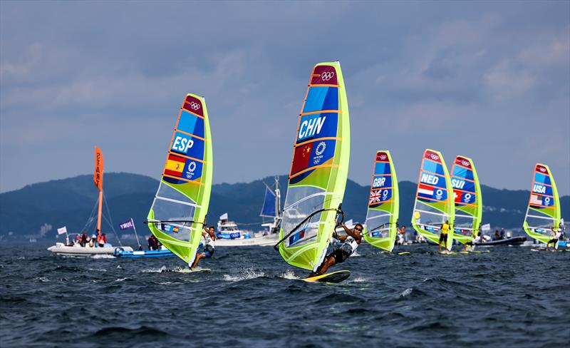 Bronze for Kun Bi (CHN) in the Men's Windsurfer at the Tokyo 2020 Olympic Sailing Competition - photo © Sailing Energy / World Sailing