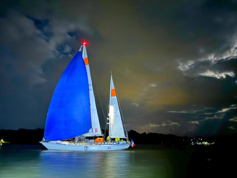 The immaculate Swan 65, skippered by the beaming Dominique Dubois, completed their circumnavigation under spinnaker - photo © Aïda Valceanu / OGR2023