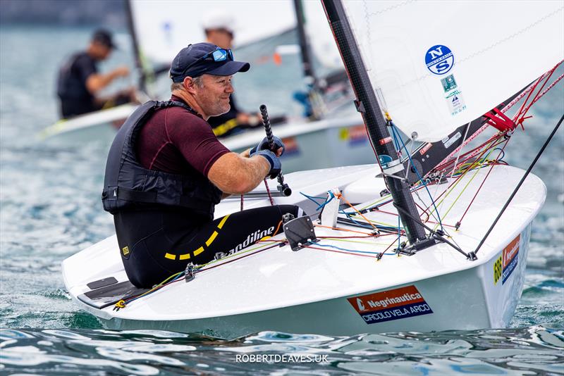 Matt Howard during the OK Dinghy Europeans at Circolo Vela Arco - photo © Robert Deaves / www.robertdeaves.uk