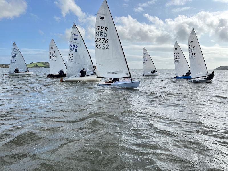 Solway Yacht Club Autumn Open - Finns and OKs immediately after starting together photo copyright Margaret Purkis taken at Solway Yacht Club and featuring the OK class