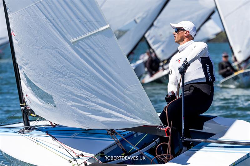 Steve McDowell, NZL on day 1 of the 2024 OK Dinghy World Championship Brisbane - photo © Robert Deaves / www.robertdeaves.uk