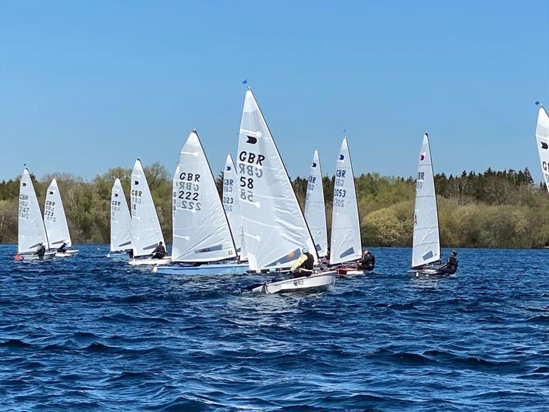 The start of Race 1 during the OK Class 'Sprints' at Burghfield Sailing Club photo copyright Peter Blackman taken at Burghfield Sailing Club and featuring the OK class