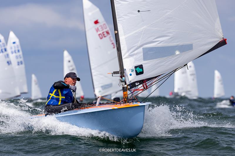 Patric Mure, SWE on day 3 of the OK Dinghy Europeans at Warnemünde - photo © Robert Deaves / www.robertdeaves.uk