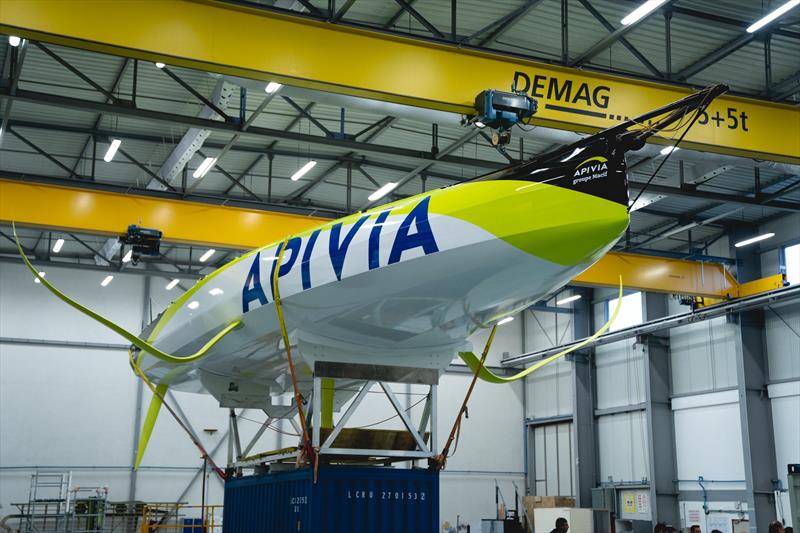 The canoe body of the IMOCA60 is almost skimmer-like Apivia at her launch in Lorient, France, August 2019 - photo © Maxime Horlaville