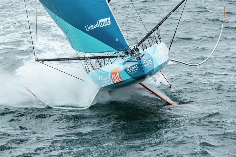 Thomas Ruyant Racing IMOCA team- LinkedOut, skippered by Thomas Ruyant, is one of the entries in the IMOCA60 class in  The Ocean Race Europe photo copyright Pierre Bouras taken at  and featuring the IMOCA class