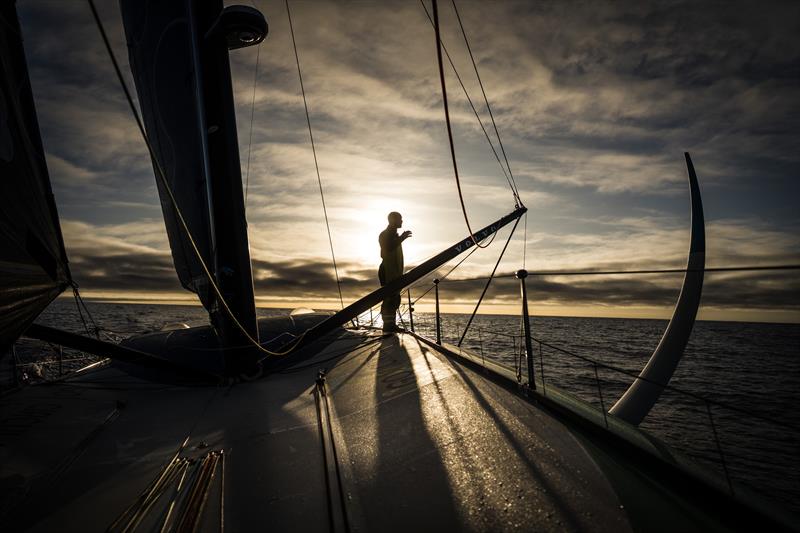 The Ocean Race 2022-23 Leg 3 onboard Team Holcim - PRB. Skipper Kevin Escoffier thinking out loud on deck photo copyright Julien Champolion | polaRYSE / Holcim - PRB taken at  and featuring the IMOCA class