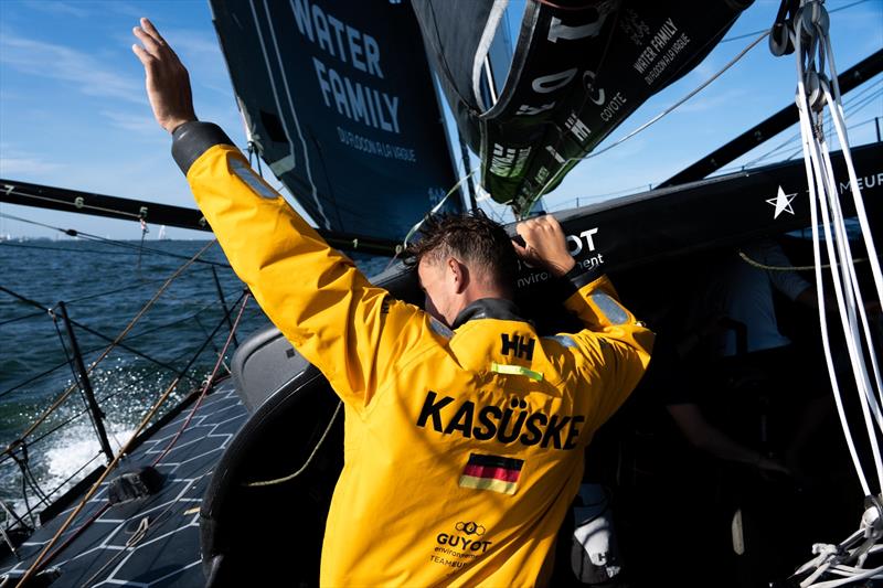 The Ocean Race - 9 June 2023, Leg 6 Day 1 onboard GUYOT environnement - Team Europe dunring the Fly-By in Kiel, Germany. Phillip Kasüske - photo © Gauthier Lebec / GUYOT environnement - Team Europe / The Ocean Race
