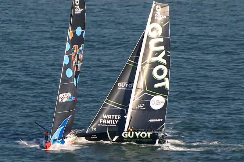 GUYOT environnement - Team Europe crashes into 11th Hour Racing Team just 15 mins after the start of Leg 7 of The Ocean Race - photo © The Ocean Race 