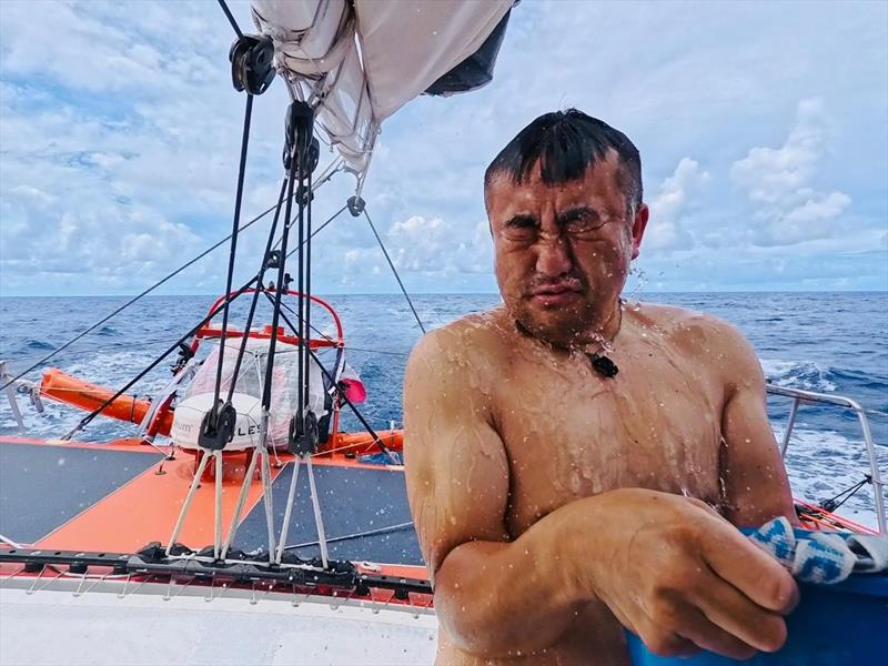 Photo sent from the boat Singchain Team Haikou during the Vendée Globe sailing race on January 28, 2024 photo copyright Jingkun Xu #VG2024 taken at  and featuring the IMOCA class