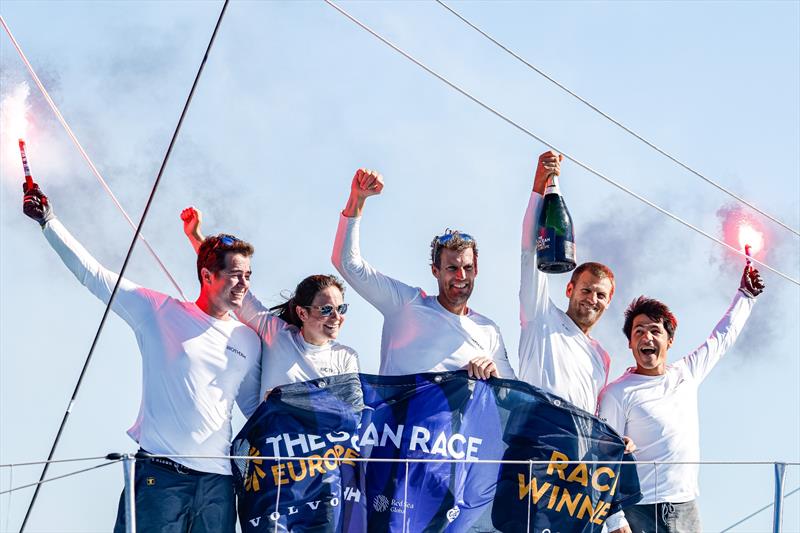 Carlos Manera Pascual, Amelie Grassi, Paul Meilhat, Benjamin Ferre and Gauthier Lebec of Biotherm, celebrate winning the Coastal Race and overall winners of The Ocean Race Europe in Boka Bay, Montenegro on September 20 - photo © Lloyd Images / The Ocean Race Europe 2025