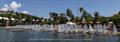 Optimists lined up on the beach at the St. Thomas Yacht Club &copy; Matias Capizzano