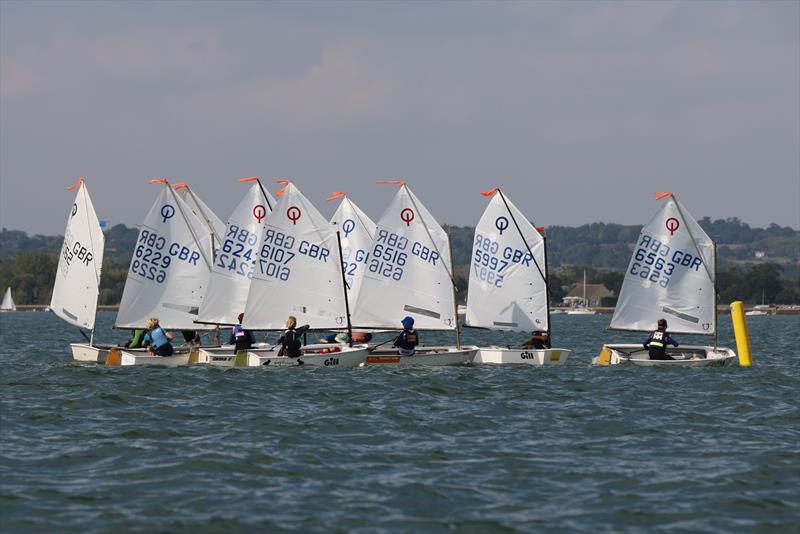 Main Fleet start during the Blackwater Sailing Club Optimist Open photo copyright Anna Lau taken at Blackwater Sailing Club and featuring the Optimist class