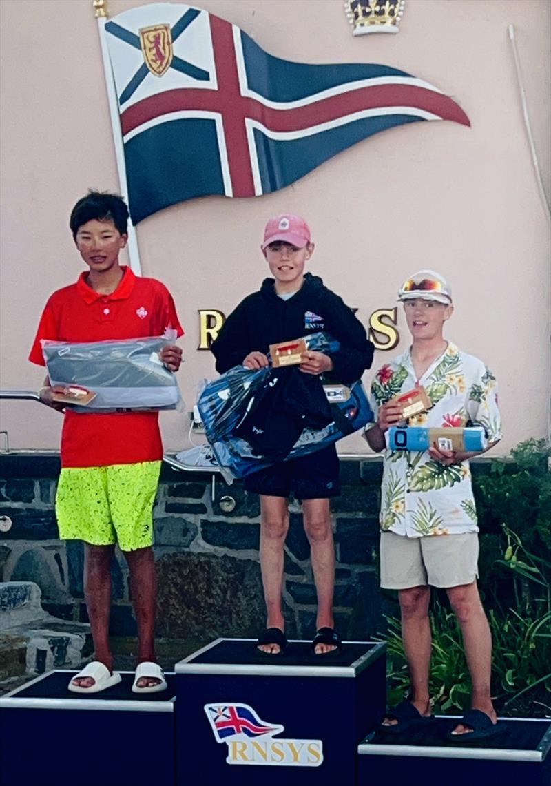 Podium in the 2025 Optimist Canadian National Championship photo copyright A.J. Keilty taken at Royal Nova Scotia Yacht Squadron and featuring the Optimist class