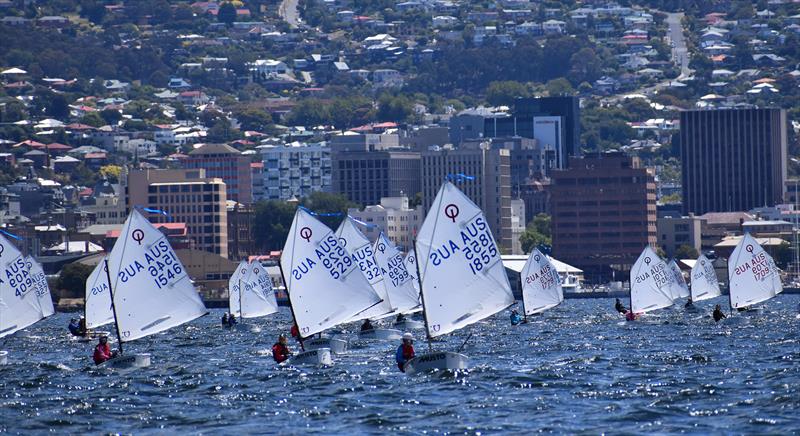 The Intermediate Fleet had some close racing on the River Derwent in Hobart - 2026 Musto Australian Optimist Championship - photo © Jane Austin / RYCT Media