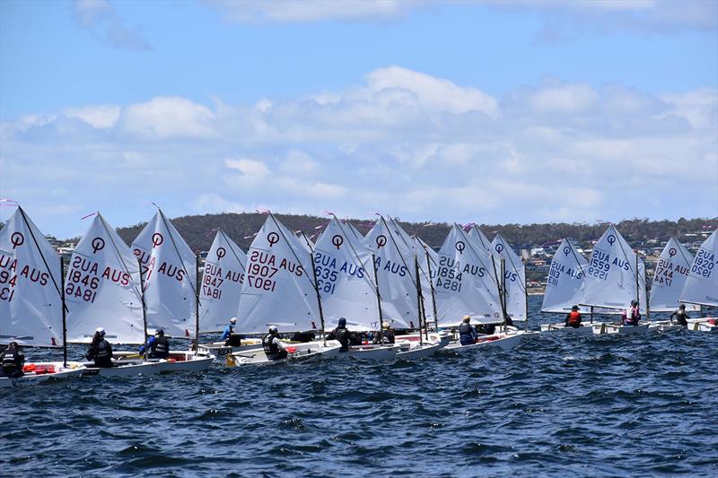 The start line of Race One Gold - 2026 Musto Australian Optimist Championship - photo © Jane Austin / RYCT Media