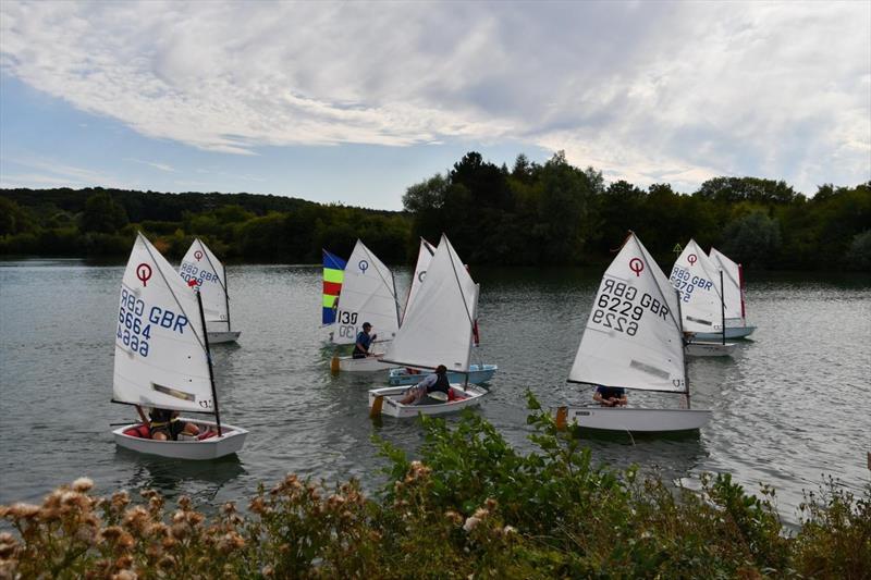 Adults in Oppies during the Ripon Sailing Club Family Weekend photo copyright Gail Jackson taken at Ripon Sailing Club and featuring the Optimist class