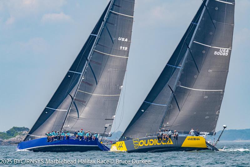 Temptation and Boudicca start the Marblehead to Halifax Race 2025 photo copyright Bruce Durkee taken at Boston Yacht Club and featuring the ORC class