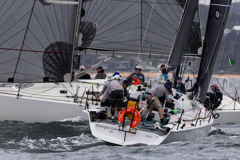 Georgia Lee taking on the big guns on day 1 of the Pantaenius Pittwater Regatta - photo © Andrea Francolini / RPAYC