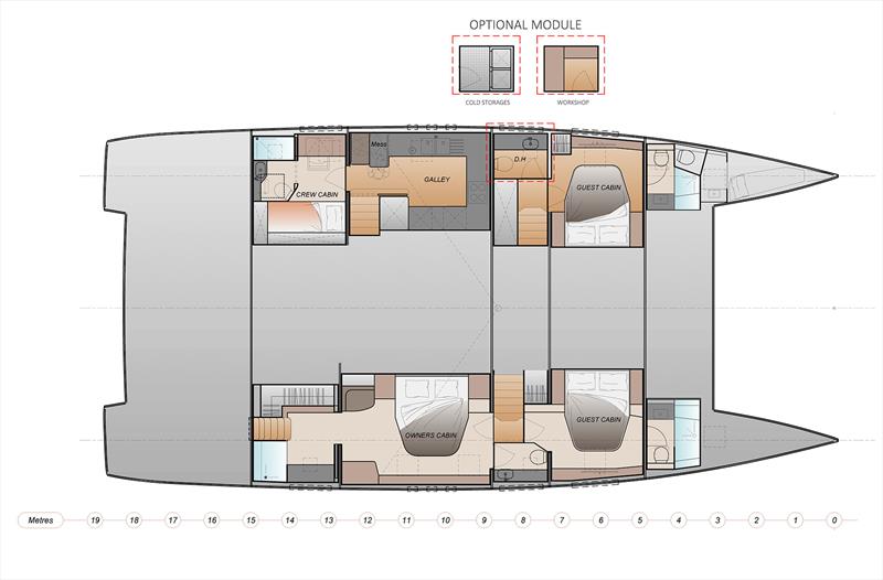Oyster C60 - Hull arrangement galley down - photo © Oyster Yachts