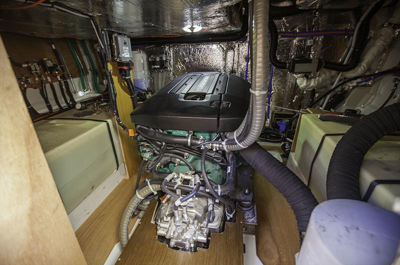 No fuss engine room in the Bavaria E34. - photo © John Curnow