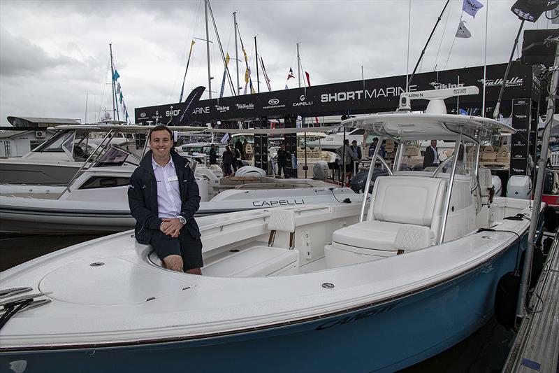 Ryan Short aboard the mighty Valhalla V 37 - even tied to the quay it is begging to go for a blast photo copyright John Curnow taken at  and featuring the Power boat class