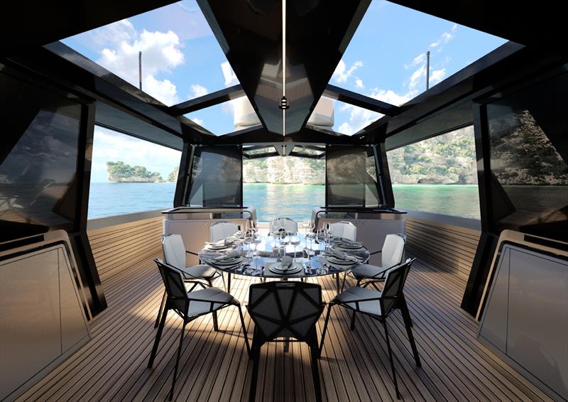 wallywhy100 lounge - photo © Wally Yachts