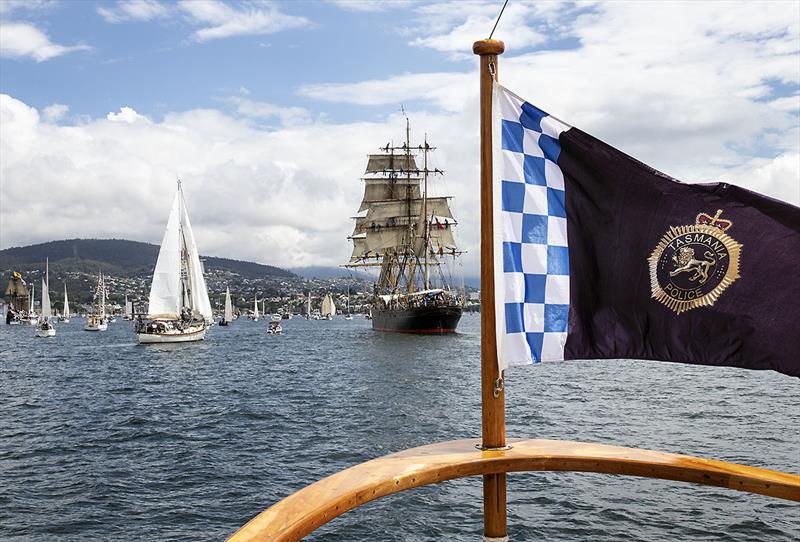 Vigilant during the Parade of Sail looking on at James Craig photo copyright John Curnow taken at  and featuring the Power boat class