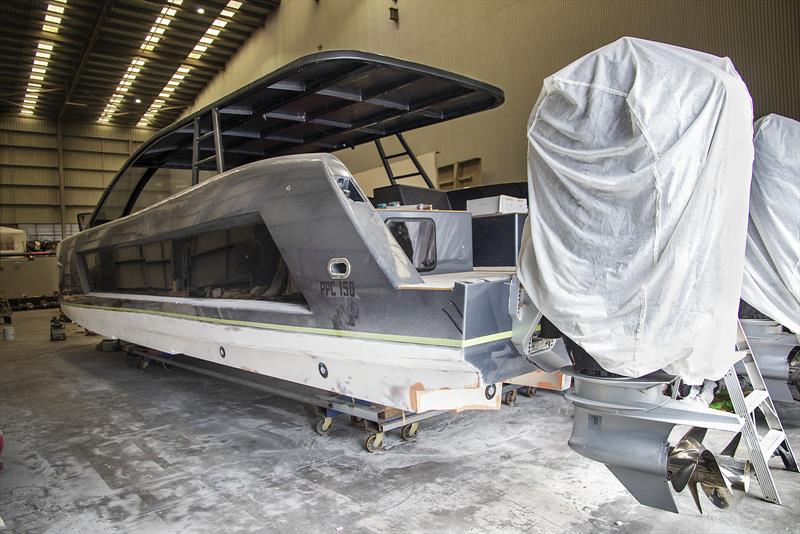 Stealth - the 50 foot centre console goes in for antifoul photo copyright John Curnow taken at  and featuring the Power boat class