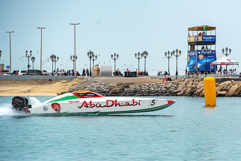 Rashed Al Tayer longside Majed Al Mansoori in previous Class 3 action in Abu Dhabi photo copyright Narayana Marar taken at  and featuring the Power boat class