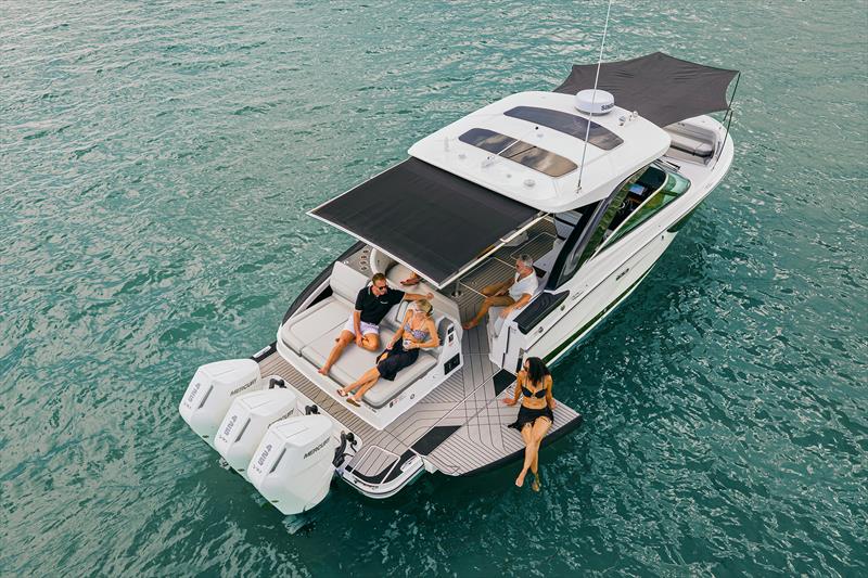 SLX 360 Outboard aerial view with sunshades - photo © Sea Ray