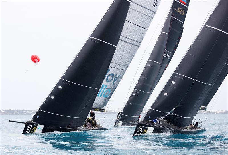 Team Nika leads the fleet upwind on day 2 of the RC44 Bermuda Cup photo copyright NicoMartinez / MartinezStudio taken at Royal Bermuda Yacht Club and featuring the RC44 class