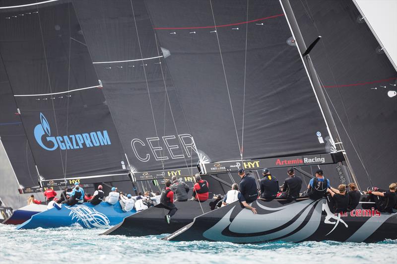 The striking black sails of the fleet on day 2 of the RC44 Bermuda Cup photo copyright NicoMartinez / MartinezStudio taken at Royal Bermuda Yacht Club and featuring the RC44 class
