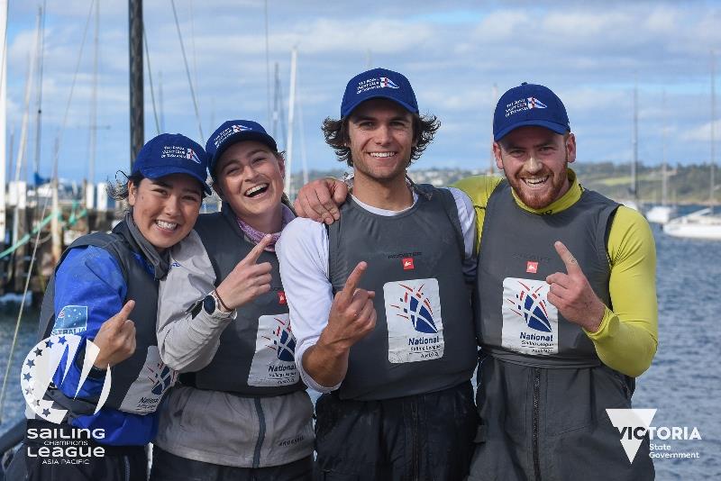 Representing the Royal Yacht Club of Tasmania was (from L to R) Alice Buchanan, Chloe Fisher, Charlie Zeeman and Sam King - SCL Southern Qualifier photo copyright Harry Fisher taken at Mornington Yacht Club and featuring the RS21 class
