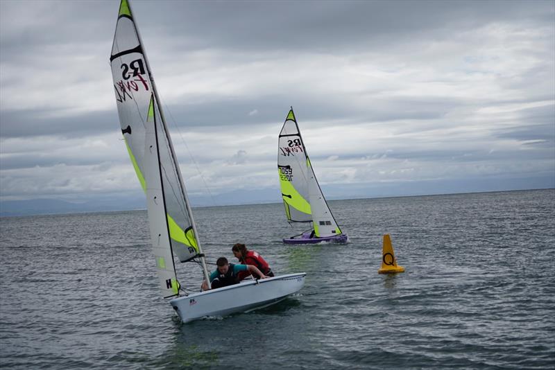 SYC's match racing answer to the America's Cup; Elise Reilly and Frazer McFadzean ahead of Hannah O'Dwyer and Maria Miken - Solway YC Cadet Week - photo © Finlay Train