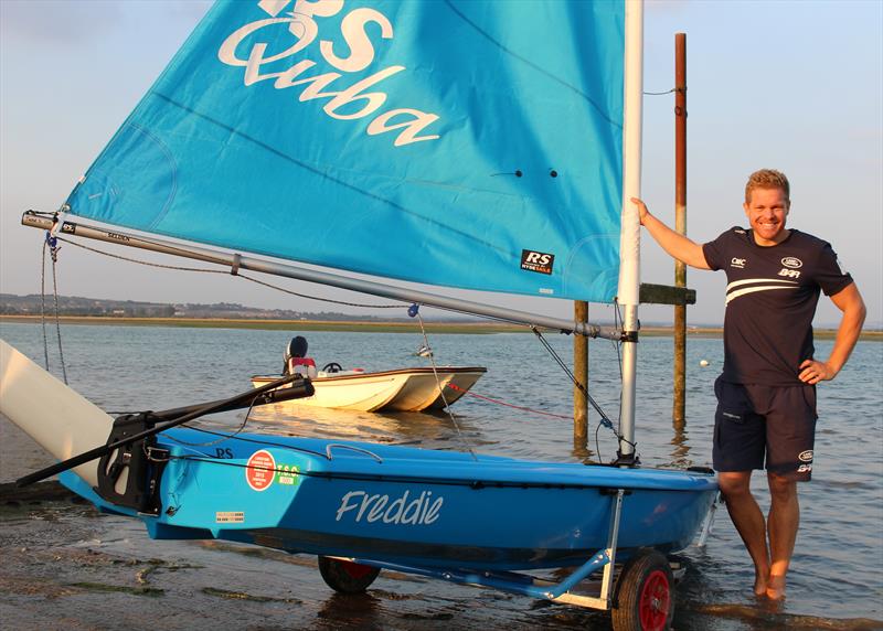 David ‘Freddie' Carr names the new boats at Tudor Sailing Club photo copyright Hannah Barnes taken at Tudor Sailing Club and featuring the RS Quba class