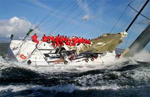 Wild Oats XI and torn mainsail, Rolex Sydney Hobart 2005 photo copyright Crosbie Lorimer http://www.crosbielorimer.com taken at  and featuring the  class