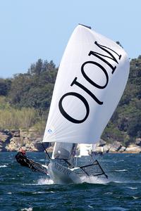 Mojo Wine, a strong challenger for the title - Australian 18ft Skiff Nationals photo copyright Frank Quealey /Australian 18 Footers League http://www.18footers.com.au taken at  and featuring the  class