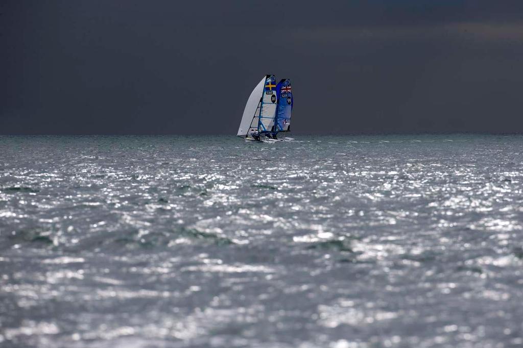 Luke Patience and Joe Glanfield, 470 - ISAF Sailing World Cup, Miami, 2014 © Richard Langdon /Ocean Images http://www.oceanimages.co.uk