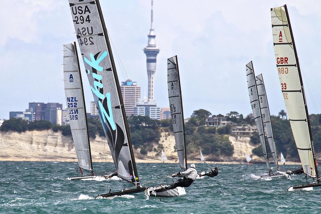 A-class catamaran World Championships, Day 3, Takapuna February 13, 2014 © Richard Gladwell www.photosport.co.nz