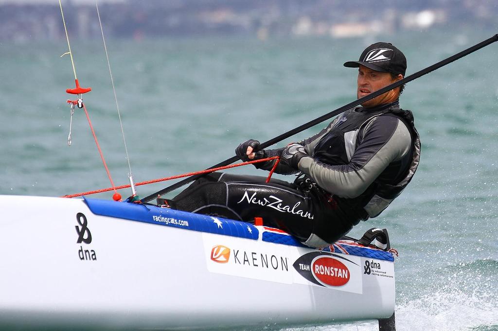 Glenn Ashby (AUS) A-class catamaran World Championships, Day 3, Takapuna February 13, 2014 photo copyright Richard Gladwell www.photosport.co.nz taken at  and featuring the  class